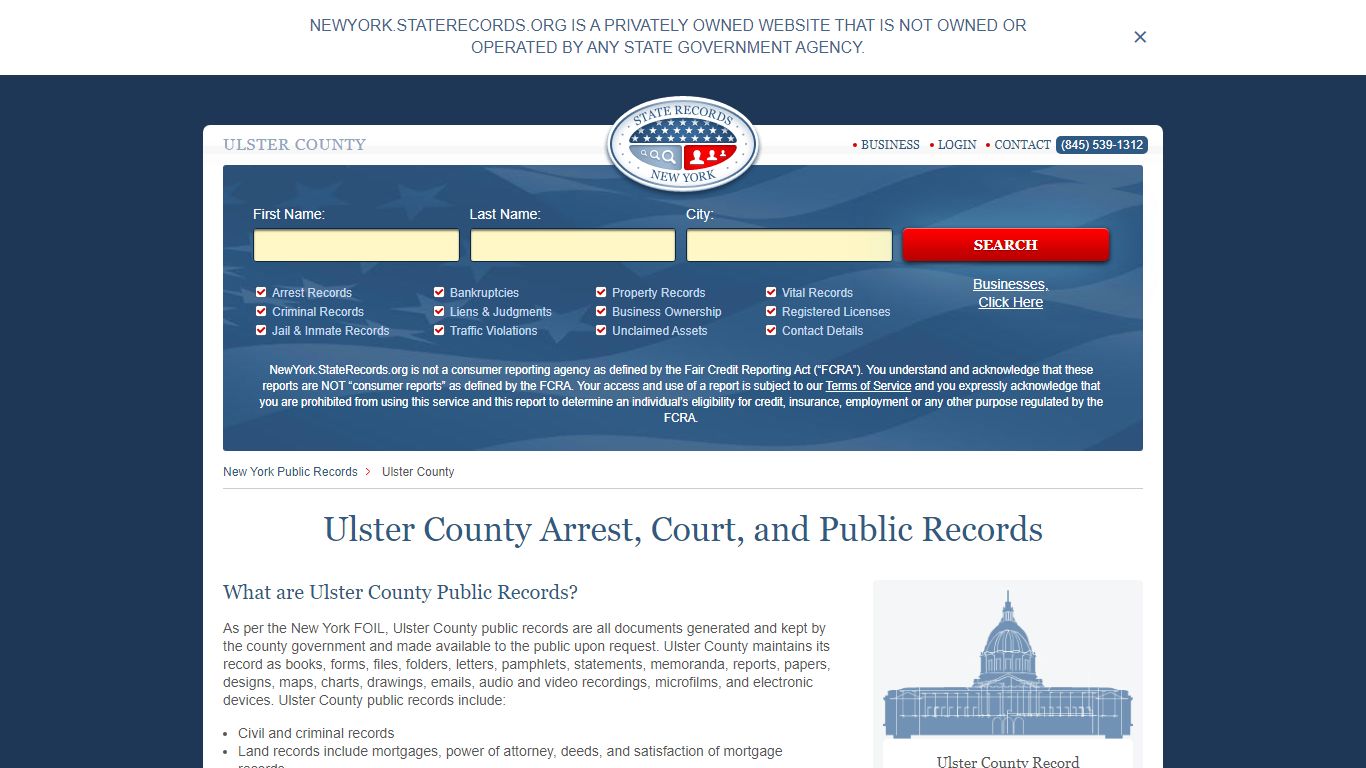 Ulster County Arrest, Court, and Public Records